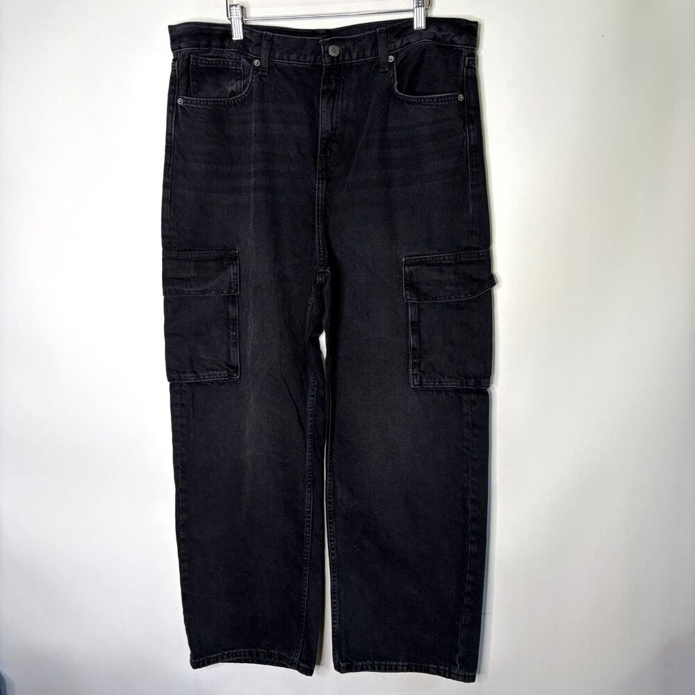 Old Navy Baggy Built-In Tough Cargo Pants Jeans Black 100% Cotton Women 20 Plus